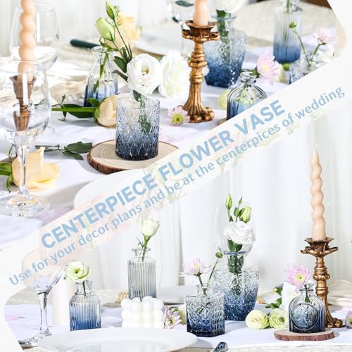 24PCS Mini Bud Vases As Wedding Centerpieces for Tables,Clear Bud Vases for Flowers,Small Flower Vases Suitable for Birthday Party,Anniversary,Wedding Reception,Baby Shower (Blue) - Image 2