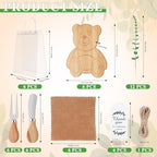 49Pcs Baby Shower Prizes for Game Winners Bear Shaped Bamboo Cheese Board with Knives, Towels, Gift Bags & Thank You Cards – 6 Sets Bridal Shower Favors for Guests - Image 3