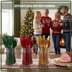 300Pcs Christmas Plastic Silverware Set, Disposable Full Size for Dinner - Image 4
