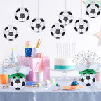 72 Pieces Soccer Paper Lanterns Centerpieces Decorations 8'' Soccer Lanterns Table Centerpieces with Metallic Foil Centerpiece Wrapping Paper and Ribbons for Soccer Birthday Party (72 PCS, Soccer) - Image 6