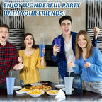 Skylety 24 Pcs Gray Blue Plastic Cups with Lids and Straws 24 oz - Image 5