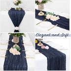 8 Pack Navy Blue Cheesecloth Table Runners 20x120 Inch Gauze Table Runner Cheese Cloth 10FT Blue Table Runner Rustic Sheer Runner for Wedding Baby Shower Birthday Party Table Decor - Image 4