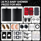 Baby Shower Prizes for Men 2 Set with 8oz Stainless Steel Hip Flask Bottle Opener Manicure Kit Bath Sponge Sunglasses Gift Bag Baby Shower Game Prizes for Winner Bachelor Party (Black, 2 Sets) - Image 4