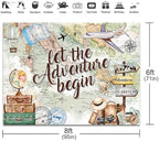 Adventure Awaits Backdrop 8x6ft Let The Adventure Begin Baby Shower Party Decorations Background World Map Travel Themed Banner Photo Booth Props - Image 3