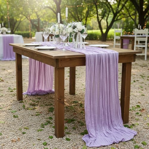 6 Pack Lilac Purple Cheesecloth Table Runner 120 Inch Boho Wedding Decor - Image 7