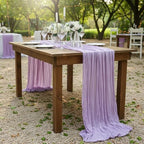 8 Pack Lilac Purple Cheesecloth Table Runner 120 Inch Boho Wedding Decor - Image 7