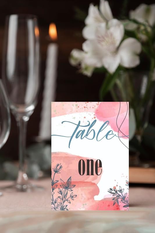 Pink Floral Table Number Cards Double Sided Party Table Numbers for Reception Baby Shower Anniversary Birthday Bridal Party 4x6 Inch, 100 - Image 3