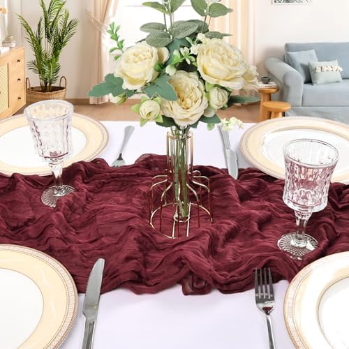 12 Pack 10Ft Burgundy Cheesecloth Table Runner 23 x 120 Inch - Image 4
