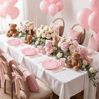 MirthMood 350pcs Pink Plates Disposable,Pink Plastic Plates for Party - Image 3