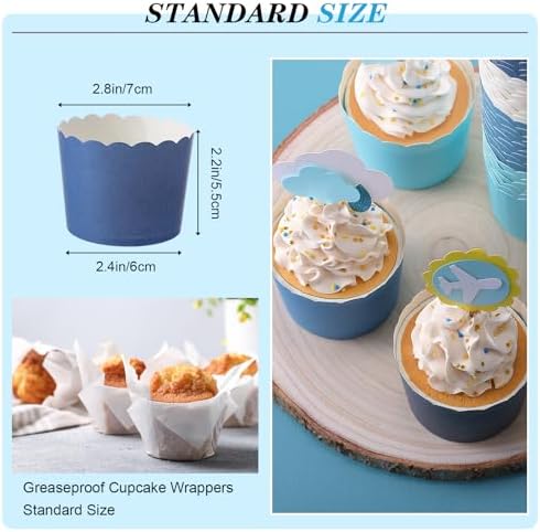 Havawish 250 Pcs Blue Baking Cups 2.4 Inch Paper Cupcake Liners - Image 2