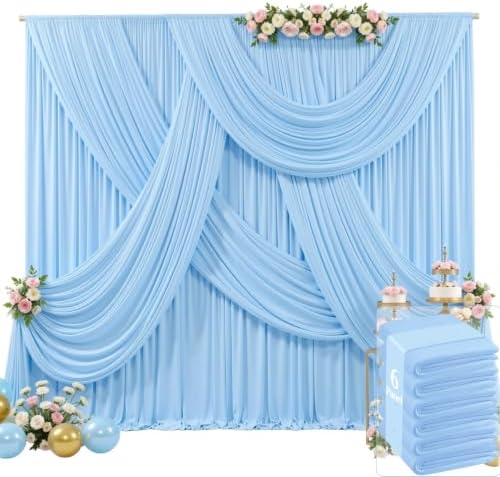 30ft x 15ft Baby Blue Wrinkle Free Backdrop Curtains for Wedding Party Backdrops Curtain Drapes Fabric Decorations Photo Back Drop Cloth for Baby Shower Photography Stage Reception by Tao-GePartyDecorations