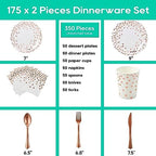 JOLLY PARTY White & Rose Gold Paper Plates 350PCS Disposable Dinnerware Set - Image 2
