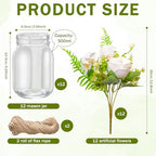 12 Pcs Mason Jar Table Centerpiece Floral Table Centerpiece Vases with Flower for Wedding Reception Party Decor - Image 2