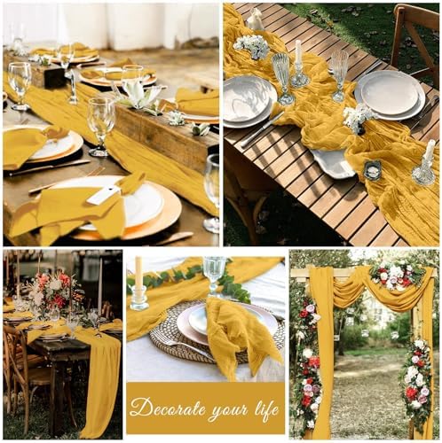 20 Pack Cheesecloth Table Runner 17 x 108 Inch, Gold - Image 7