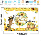 Mocsicka Bee Baby Shower Backdrop Honey Girl Sunflower Honeycomb Vinyl Background 7x5ft Yellow Honeybee Gold Crown Baby Shower Backdrops for Photography Baby Shower Decorations - Image 3