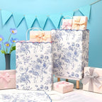 Kolldenn 24 Pcs Blue Floral Gift Bags with Handles, 10x5x13 In - Image 3