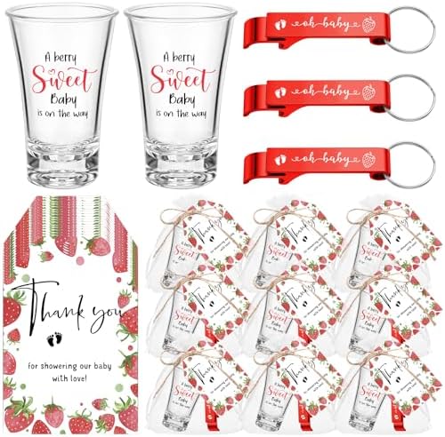 Blushtier 25 Sets Baby Shower Shot Glass Bottle Opener, Strawberry by Blushtier