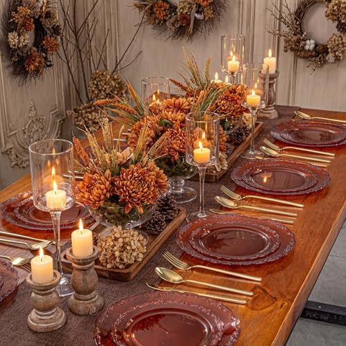 Tinybee 60PCS Amber Plastic Plates - Clear Brown Plastic Plates Disposable - Image 4
