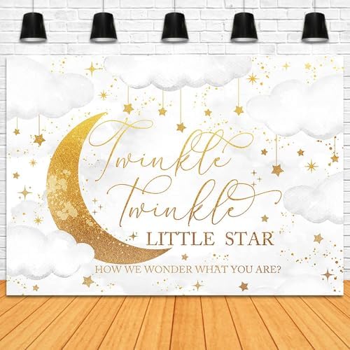 Twinkle Twinkle Little Star Gender Reveal Backdrop Pink or Blue How We Wonder What You are Gender Reveal Background Party Decoration Moon and Star Boy or Girl Banner (Grey, 8x6ft) - Image 4