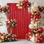 Red Backdrop Curtain for Christmas Party, 6x8FT Sparkly Sequin Fabric - Image 2