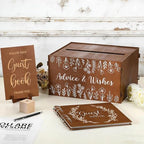 DERTE Wooden Rustic Wedding Guest Book Reception Sign with Pen and Holder - Image 4