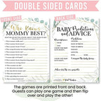 Hadley Designs 50 Greenery Who Knows Mommy Best, Baby Prediction and Advice Cards etc., 25 Love or Labor, Boobs Or Baby Butts Gender Reveal-6 Double Sided Cards Baby Shower Funny Games - Image 6