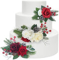 Rinlong 3Pcs Premade Cake Flowers, Red Green Wedding Cake Decor by RinlongFlower