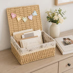 Wicker Card Basket, Wedding Card Basket with Letter Flag Decorative - Image 5