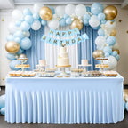 6 Packs Baby Blue Table Clothes for 6 Foot Rectangle Tables, One-Piece Wrinkle Resistant Stretch Spandex Table Covers with Skirt for Event Banquet Wedding Birthday Party - Image 3