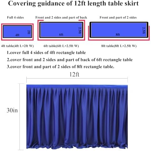 Table Skirt for Teacher Desk Classroom Wedding Birthday, Royal Blue, 12ft - Image 4