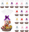 Yesland 16 Pcs Plastic Oval Basket for Gifts Empty, Small Bread Basket Food Storage Baskets with Clear Gift Bags and Colorful Pull Bows, 9 X 6 X 2.5 Inches Bin for Kitchen Restaurant Christmas by Yesland