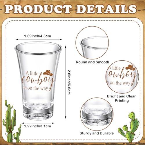 Roshtia 24 Sets Cowboy Baby Shower Favors for Guests, Shot Glass Favors - Image 5