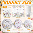 Pickmesh 252 Pcs Baby in Bloom Tea Party Supplies for 36 Guests Wildflower Paper Disposable Dinnerware Flower Teacup with Handle and Saucers Set for Tea Party Decorations Birthday Baby Shower Wedding - Image 4