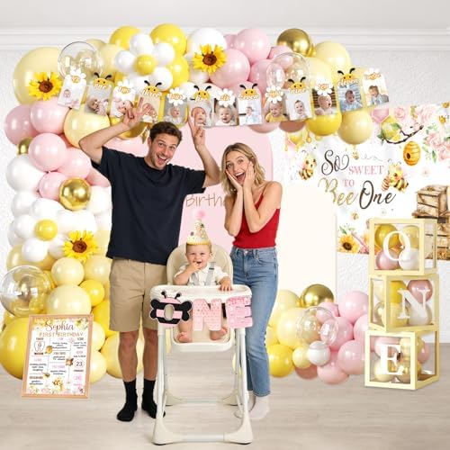 Cocomigo First Bee Day Decorations, Bee Themed 1st Birthday Party Supplies - Image 2