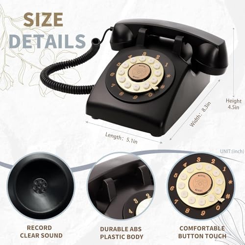 Audio Guest Book Wedding Phone,32GB Memory Customized Audio Messages, Volume Adjustable, with Message Replay Feature, Suitable for All Kinds of Party(Black+Golden Sign) - Image 4