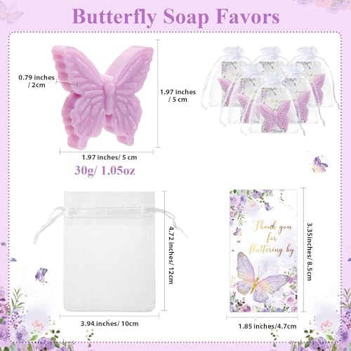 Dunzy 100 Set Butterfly Soaps Party Favors with Cards,Purple - Image 2