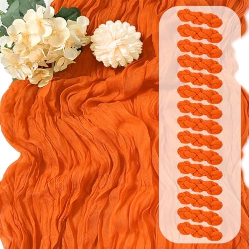 15 Pack Orange Cheesecloth Table Runner 17 x 108 inch Cheese Cloth Table Runners 9ft Orange Table Runner Rustic Romantic Sheer Gauze Runner for Wedding Party Baby Shower Table Decoration by Yorcari