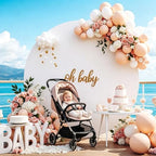Gallety 7.2 FT White Round Backdrop Cover for 5 to 7.2ft Circle Arch Stand with Oh Baby Decal Sign - Adjustable Polyester Arch Backdrop Cover for Wedding Arch Birthday Party Photography Decoration - Image 5
