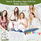 Handepo 26 Pcs Baby Shower Games DIY Bodysuit Set 1 Wooden Sign 15 White Bodysuits 10 Fabric Markers for Birth Decorating Kit(Woodland Animal) - Image 6
