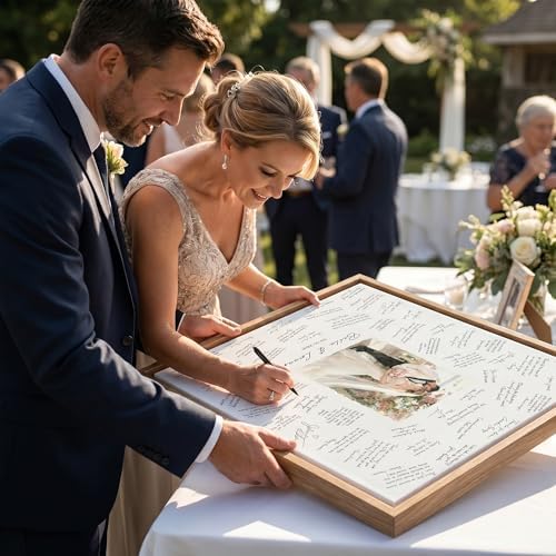 callie Wedding Signature Picture Canvas - Guest Book Alternative with White Mat - Wall Hanging Photo Frame Decor, Multi Sizes - Image 3