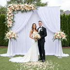 60x14ft White Backdrop Curtains for Wedding Party, 12 Panels 14 ft Long Back Drop Cloth, Wrinkle-Free Polyester Drapes for Birthday, Baby Shower, Stage Photography Background - Image 2