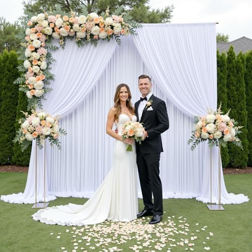 60x14ft White Backdrop Curtains for Wedding Party, 12 Panels 14 ft Long Back Drop Cloth, Wrinkle-Free Polyester Drapes for Birthday, Baby Shower, Stage Photography Background - Image 2
