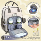 RUVALINO Diaper Bag Backpack-Multifunction Baby Travel Bag with Changing pad, Insulated Bottle Holders & Pacifier Case, Large Capacity, Waterproof, Cream & Taupe - Image 4