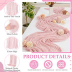 12 Pcs Hot Pink and Orange Cheesecloth Table Runners 118" - Image 3
