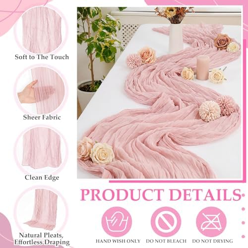 6 Pcs Orange Yellow Pink Cheesecloth Table Runner 118" - Image 5