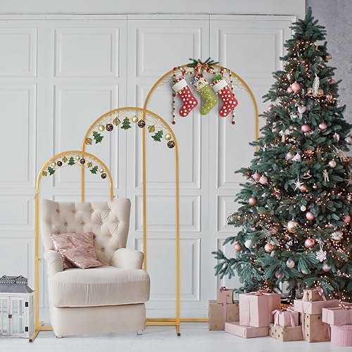 Outvita Wedding Arch Set of 3, Metal Backdrop Stand Wedding Ballon Arch Frame Decoration Support Stand for Ceremony Indoor Outdoor Party Event Baby Shower - Image 7