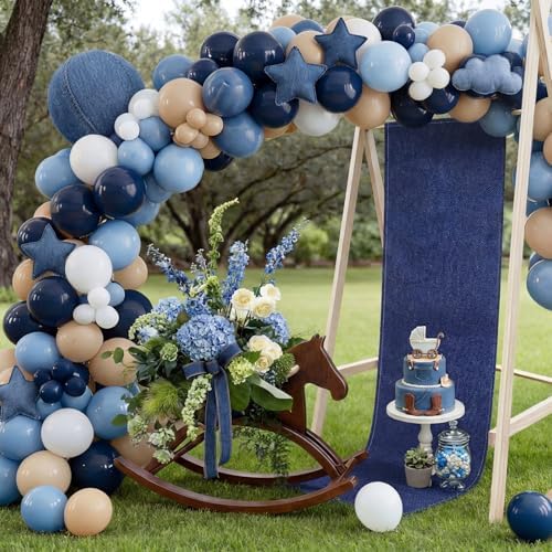 6 Pcs 72 x 13'' Blue Jean Baby Shower Table Runner Decorations - Image 3