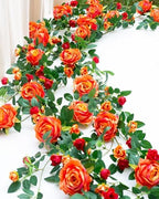 2 PCS 12FT Bendable Flower Garland, Fake Rose Vine for Home Decor,Orange by zhixinyue