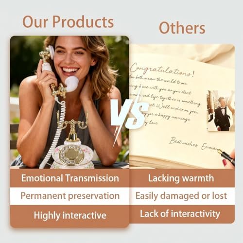 Audio Guest Book Wedding Phone, FESTRING Retro Audio Guestbook(Floral - Image 3
