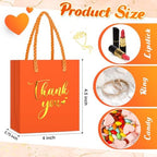 Honoson 60 Pcs Mini Thank You Gift Bag with Handle Bulk,Orange - Image 2